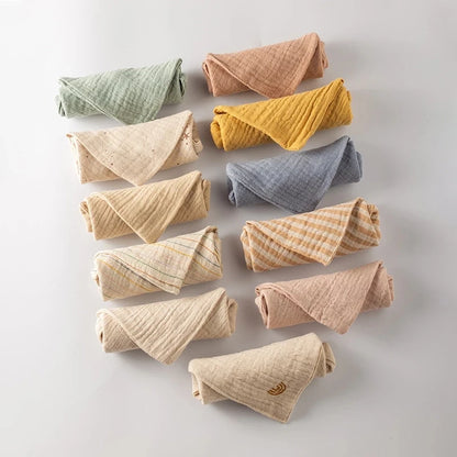 Toalla para bebé de 5 piezas, artículos para recién nacidos, cuadrados de muselina, baño de mano para recién nacido, toallas para la cara, gasa de algodón suave, toallita para bebé