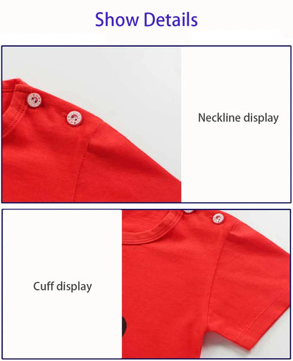Conjunto de ropa para niños, camiseta para bebé (niña + Pantalones cortos, ropa de verano, chándal informal de algodón con dibujos animados para niños, conjunto de ropa para bebés
