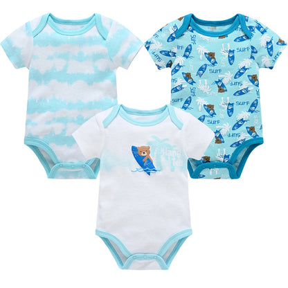 Kavkas 3 6 unids/lote Body para bebé, ropa de algodón de manga corta para recién nacido, monos con estampado de dibujos animados para niño pequeño de verano