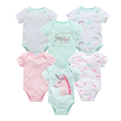 Kavkas 3 6 unids/lote Body para bebé, ropa de algodón de manga corta para recién nacido, monos con estampado de dibujos animados para niño pequeño de verano