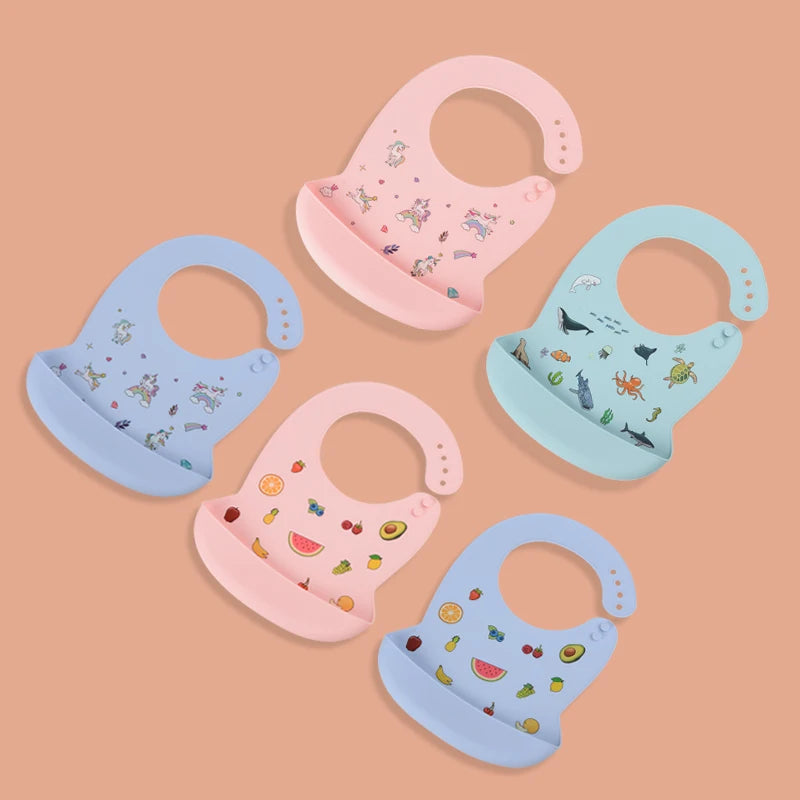 Babero de silicona para bebé, Baberos impermeables con goteo de Saliva y plátano, delantales comestibles suaves para alimentación de recién nacido, bufanda ajustable para eructar para bebé