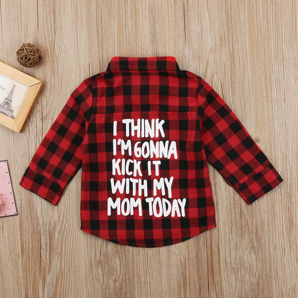 Tops informales a cuadros para niños pequeños, camiseta de manga larga, ropa de algodón a cuadros, 2021