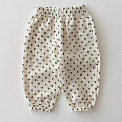 Ropa de verano para bebés, pantalones de lino para niñas, pantalones con estampado dulce, pantalones casuales para niños