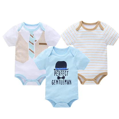 Kavkas 3 6 unids/lote Body para bebé, ropa de algodón de manga corta para recién nacido, monos con estampado de dibujos animados para niño pequeño de verano