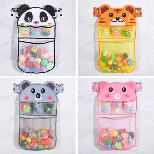 Cesta colgante de ducha de animales de dibujos animados, bolsa de malla bonita, organizador de almacenamiento para el baño, soporte para niños, bolsa de red para juguetes de agua para baño de bebé