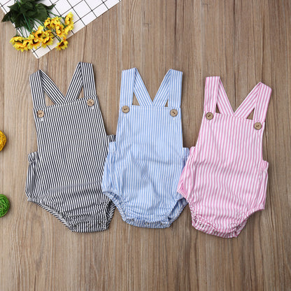 Ropa de verano para bebé de 0 a 3 años, Body de algodón para recién nacido, niño y niña, mono informal liso a rayas, trajes, traje de sol 2021