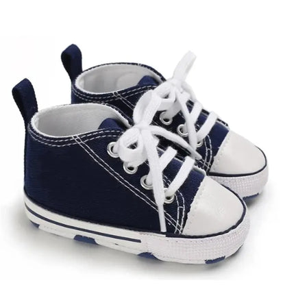 Zapatos clásicos de lona para bebé, zapatillas informales para recién nacido, primeros pasos, suela suave, antideslizante, D2486