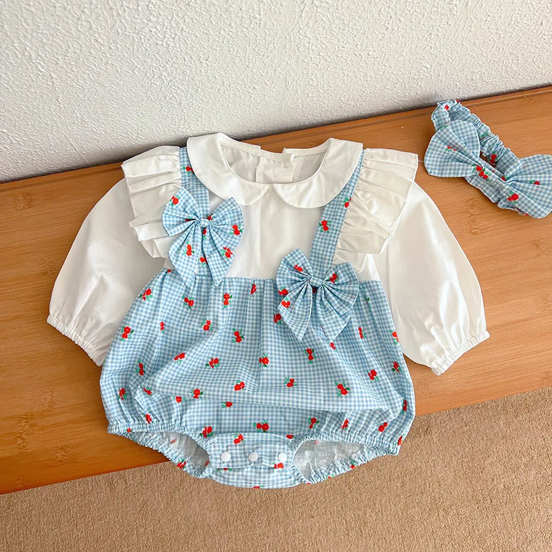 2024 Baby Girls Autumn Clothes Newborn Long Sleeve Bodysuit Toddler Plaid  Rompers Infant Clothing Children Cotton Cute Overalls