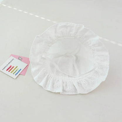 Sombrero de cubo para bebé al aire libre de verano, sombreros de sol de pescador con lazo de flores bordado para niñas pequeñas, gorra de playa transpirable de princesa