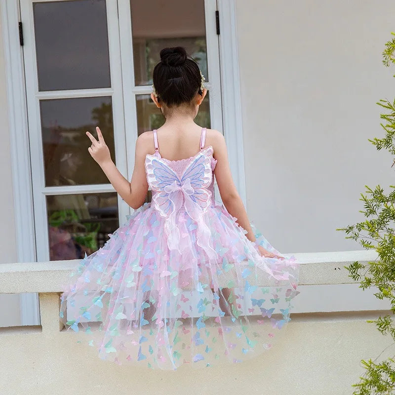 2 to 6 Yrs Girls Summer Dresses Party Fairy Princess Dress Wedding Dress Baby Girl Casual Clothes Kids Butterfly Dress for Girls