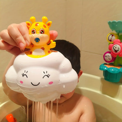 Juego de baño de dibujos animados para bebé, juguetes de baño de agua, nubes de lluvia, cerdito de ciervo, ducha de baño, juego de playa, clásico, educativo para niños, 1 ud.