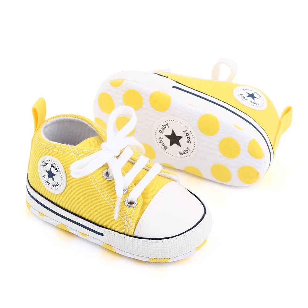 Zapatos clásicos de lona para bebé, zapatillas informales para recién nacido, primeros pasos, suela suave, antideslizante, D2486