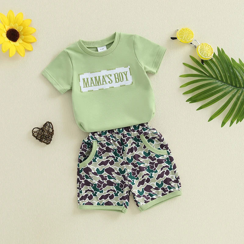 Lioraitiin, trajes de verano para niños pequeños, camisetas de manga corta con cuello redondo y Bordado de letras, pantalones cortos de cintura elástica, conjunto de ropa de 2 uds.