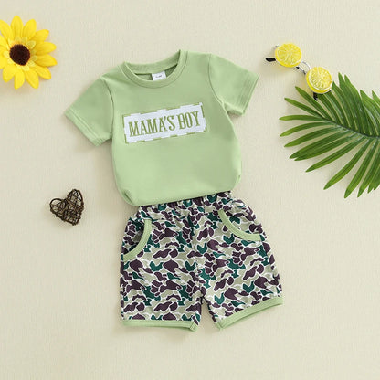 Lioraitiin, trajes de verano para niños pequeños, camisetas de manga corta con cuello redondo y Bordado de letras, pantalones cortos de cintura elástica, conjunto de ropa de 2 uds.