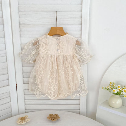 Nuevo vestido de hermanas para niñas pequeñas, vestidos de princesa de encaje, traje de verano para niñas, ropa infantil de algodón para hermanas gemelas