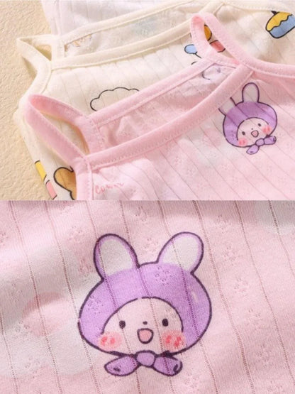 Camisola con tirantes y pantalones cortos para niña, conjunto de 2 piezas de algodón suave, pijama con estampado de dibujos animados, moda de verano, ropa informal para el hogar