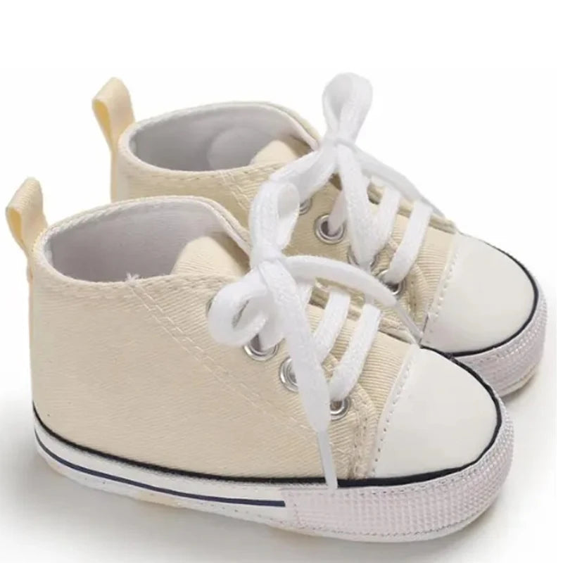 Zapatos clásicos de lona para bebé, zapatillas informales para recién nacido, primeros pasos, suela suave, antideslizante, D2486