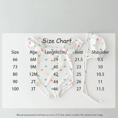 Bañador con gorro de baño para bebé, traje de baño de una pieza con estampado de corazón para niña, ropa de playa para niño pequeño