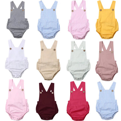 Ropa de verano para bebé de 0 a 3 años, Body de algodón para recién nacido, niño y niña, mono informal liso a rayas, trajes, traje de sol 2021