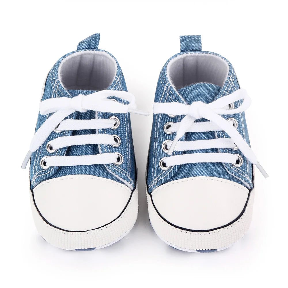 Zapatos clásicos de lona para bebé, zapatillas informales para recién nacido, primeros pasos, suela suave, antideslizante, D2486