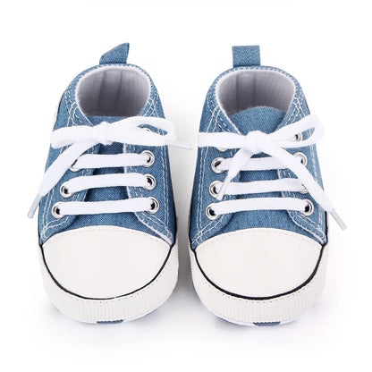 Zapatos clásicos de lona para bebé, zapatillas informales para recién nacido, primeros pasos, suela suave, antideslizante, D2486