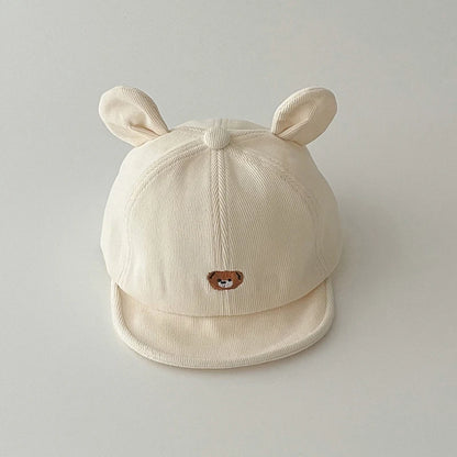 Gorra de béisbol con orejas de oso para bebé, gorro de algodón con visera, bordado bonito, ajustable, para el Sol, para verano