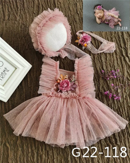 Accesorios de fotografía recién nacido para bebé de 0 a 3 meses, sombrero para bebé, pelele de encaje para niña, monos, traje, ropa de fotografía