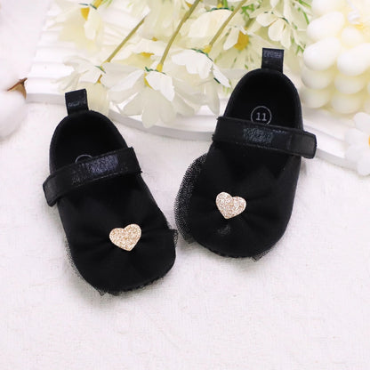 Zapatos de paso para bebé, primer par de zapatos para niños pequeños, zapatos de bebé, zapatos de moda antideslizantes transpirables para niñas, estilo de encaje de princesa
