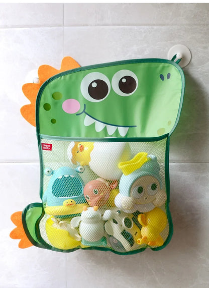 Organizador de juguetes de baño para bebé, Animal de dinosaurio, almacenamiento ordenado para niños, succión, baño, bañera, muñeca, bolsa colgante, cesta, bolsa de malla, juguetes acuáticos