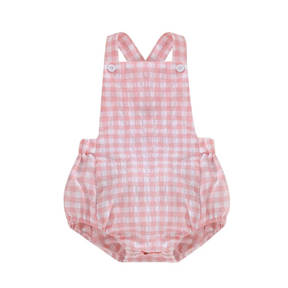 Monos de verano para bebés y niños, pelele informal sin mangas con estampado de rayas a cuadros, ropa infantil para recién nacidos