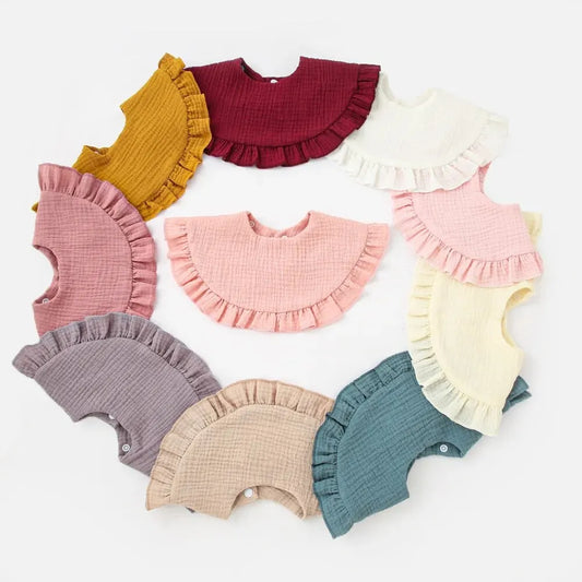 2pcs Baby Burp Cloths Lace Bibs Soft Cotton Adjustable Bib Newborn Stuff Toddler Burp Cloths Kids Feeding Saliva Towel