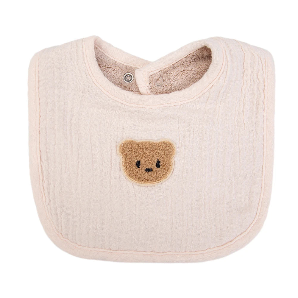 Baberos de muselina de algodón con bonito oso para bebé, toalla para Saliva, bolsillos absorbentes en U, pañuelos coreanos para niños y niñas, ropa para eructar para alimentar