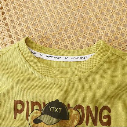 Camiseta y pantalones cortos de estilo coreano para niños de 1 a 12 años, conjuntos de ropa de 2 piezas, traje deportivo informal de verano con Oso de dibujos animados, a la moda