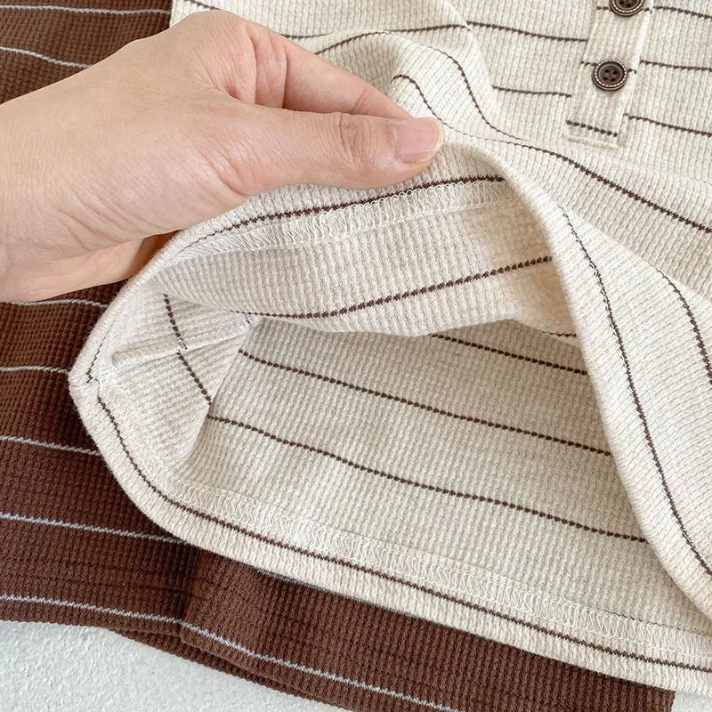 Conjunto de ropa de verano para bebés, camiseta a rayas y bombachos, traje superior de manga corta para niños pequeños, 2 uds.