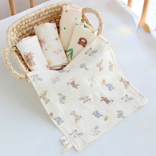 Toalla cuadrada de muselina de gasa de 4 capas para Saliva de bebé, estampado Floral, artículos para bebé recién nacido, pañuelo, toalla facial absorbente bonita