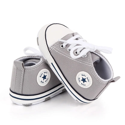 Zapatos clásicos de lona para bebé, zapatillas informales para recién nacido, primeros pasos, suela suave, antideslizante, D2486