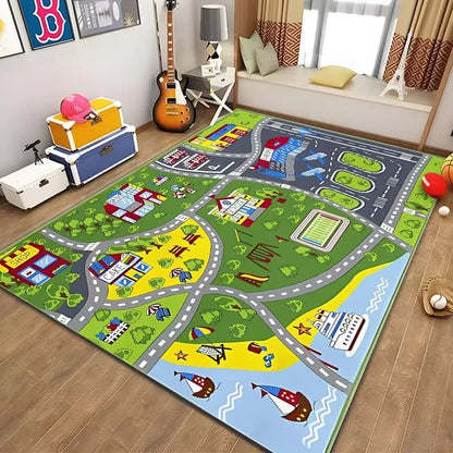 Alfombra educativa de vida urbana para niños, sistema de tráfico por carretera, alfombra para dormitorio, sala de juegos, alfombra de aprendizaje divertida, segura para niños