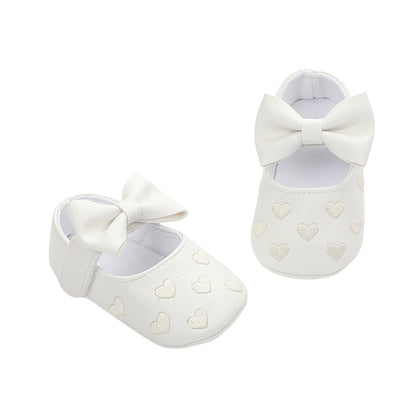 Pudcoco-zapatos planos de piel sintética para niñas, mocasines bonitos con decoración de lazo de corazón, suela suave, antideslizantes, de verano