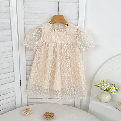 Nuevo vestido de hermanas para niñas pequeñas, vestidos de princesa de encaje, traje de verano para niñas, ropa infantil de algodón para hermanas gemelas