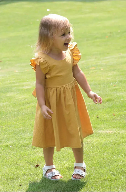 Vestido informal sin mangas con volantes para niñas de 0 a 5 años, ropa de verano con lazo en la espalda para niñas