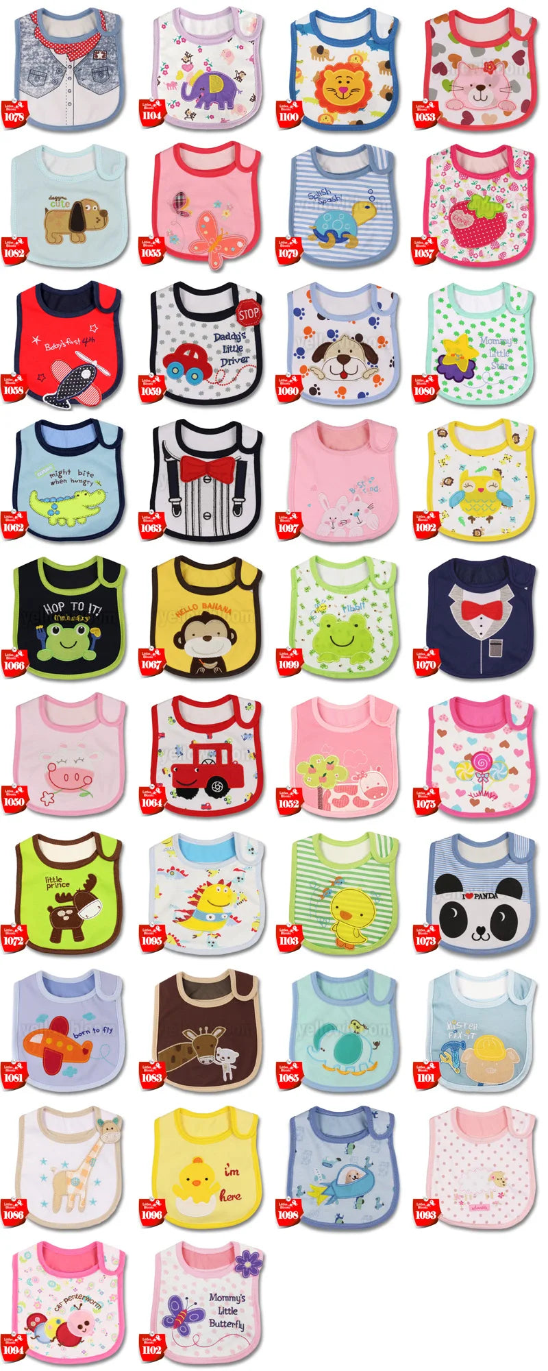 [Littles & Bloomz] Baberos de alimentación para bebé, niña y niño, delantal impermeable, toalla de dibujos animados, baberos para cena para niños pequeños, pañuelos, paños para eructar