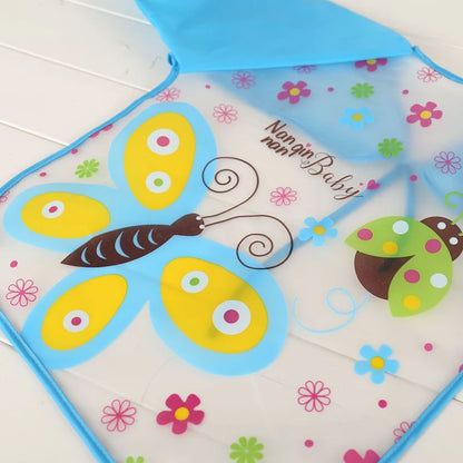 Babero antisuciedad impermeable de EVA para bebé de 0 a 3 años, abrigo de manga larga con correa, alimentación suave a prueba de suciedad, bonito patrón de dibujos animados, paños para eructar