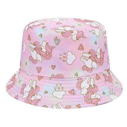 Sombrero de pescador de doble cara para bebé, bonito unicornio con letras bordadas, gorra de pescador para niños y niñas, sombrero para el sol para niño al aire libre para primavera y verano