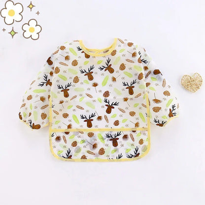 Babero de silicona con dibujos animados para bebé de 0 a 6 años, Baberos suaves, ropa bonita para bebé, delantal de manga larga impermeable sin BPA