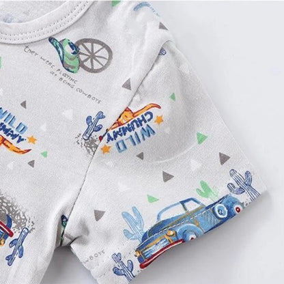 Pelele de algodón para bebé, ropa de dibujos animados para niño pequeño, mono de manga corta para escalar, disfraz infantil para recién nacido, novedad de verano