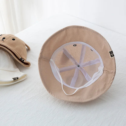 Lindo oso bebé cubo sombrero con orejas niño niña algodón niños sombrero de sol al aire libre verano niño Panamá gorra