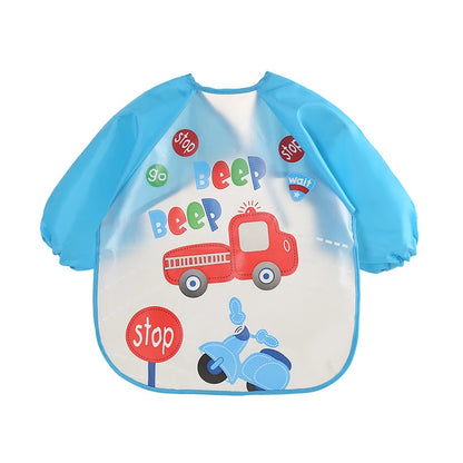 Babero antisuciedad impermeable de EVA para bebé de 0 a 3 años, abrigo de manga larga con correa, alimentación suave a prueba de suciedad, bonito patrón de dibujos animados, paños para eructar