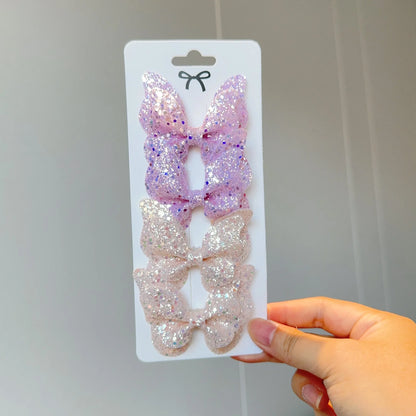 4 Uds. De lazos para el pelo de mariposa lisos y pinzas para el pelo para niñas, accesorios para el cabello de cuero para niños, horquillas, pasadores, tocados de regalo