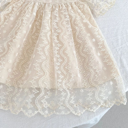 Nuevo vestido de hermanas para niñas pequeñas, vestidos de princesa de encaje, traje de verano para niñas, ropa infantil de algodón para hermanas gemelas