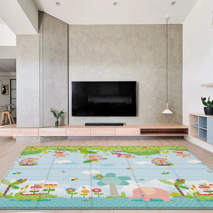 Alfombra de juego para bebés de 97x177cm, alfombra plegable para niños, alfombra para habitación de niños con patrón de doble cara, superficie de actividad educativa fácil de llevar